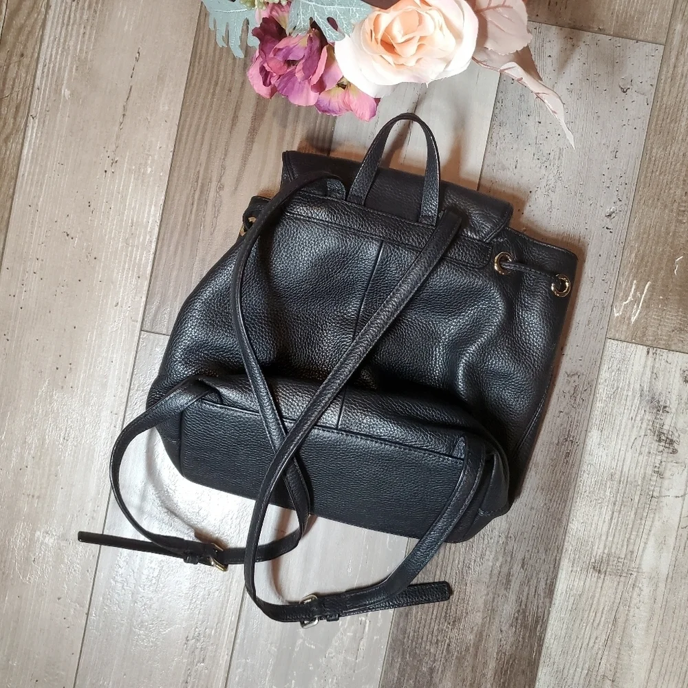 Kate Spade New York Mulberry Street Cinch Magnetic Leather Backpack Black